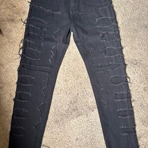 Fashion Nova Black Distressed Dress Pants
